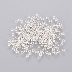 Perles à écraser en laiton , rondelle, couleur argentée, 2x2mm, Trou: 1mm, environ 939 pcs/10 g