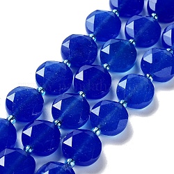 Naturelles agate bleue brins de perles, avec des perles de rocaille, coupe hexagonale facettée, plat rond, teints et chauffée, bleu, 12~12.5x5~6mm, Trou: 1.2~1.4mm, Environ 27~29 pcs/chapelet, 15.55~15.75 pouce (39.5~40 cm)