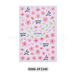 Nagelkunst Aufkleber Abziehbilder, Nagelspitzen Dekorationen für Frauen, Blumenmuster, rosa, 95x65 mm