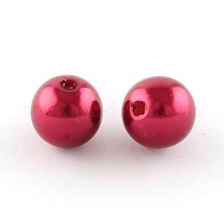 ABS Plastic Imitation Pearl Round Beads, Red, 6mm, Hole: 2mm, about 5000pcs/500g