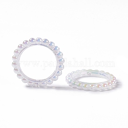 UV Plating Opaque Acrylic Beads Frames, Flower Ring, WhiteSmoke, 42.5x43x5.5mm, Hole: 2.5mm, Inner Diameter: 31mm