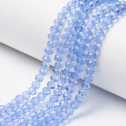 Glass Beads Strands, Faceted, Rondelle, Light Sky Blue, 3.5x3mm, Hole: 0.4mm, about 123~127pcs/strand, 13.78 inch~14.17 inch(35~36cm)