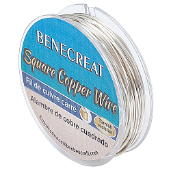 BENECREAT Copper Wire, Square, Silver, 0.6x0.6mm, about 32.81 Feet(10m)/Roll
