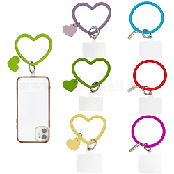 Craspire Silikon-Handyarmband, Patch-Handyband mit 3 Herzschlaufe und 3 runden Schlaufen, Handy-Handgelenk-Trageband mit Schlüsselanhänger-Halterung für Schlüsselbund, Smartphone-Ausweishalter