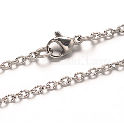304 Edelstahl Kabelkette Halsketten, mit Karabiner verschlüsse, Edelstahl Farbe, 29.52 Zoll (75 cm)