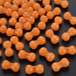 Perles en acrylique de gelée d'imitation, formes osseuses, orange foncé, 9x17.5x8.5mm, Trou: 1.8mm, environ 600 pcs/500 g
