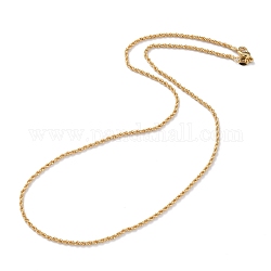 Latón collares de cadena de cuerda, con cierre de langosta, Plateado de larga duración, real 18k chapado en oro, 18.11 pulgada (46 cm), 2mm