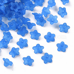 Abalorios de acrílico transparentes, flor, esmerilado, azul, 12x7mm, agujero: 1 mm, aproximamente 4600 unidades / 500 g