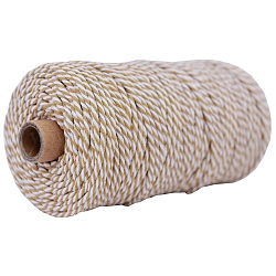 Cordón redondo de algodón bicolor de 100m, para envolver regalos, diy artesanal, camello, 3mm, alrededor de 109.36 yarda (100 m) / rollo