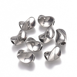 Perles en 304 acier inoxydable, torsion, couleur inoxydable, 8x5mm, Trou: 2mm
