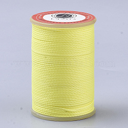 Cordon de polyester ciré, cordon micro macramé, cordon torsadé, ronde, jaune, 1mm, environ 57.96~65.62 yards (53~60 m)/rouleau