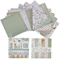 26 лист цветочных бумажных подушечек для скрапбукинга, для альбома для вырезок diy, справочная бумага, украшение дневника, квадратный, темно-зеленый, 255x255x6.5 мм