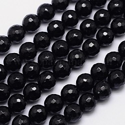 Facettiert rund natürliche schwarze Turmalin Perle Stränge, Klasse ab +, 10 mm, Bohrung: 1 mm, ca. 40 Stk. / Strang, 15.5 Zoll