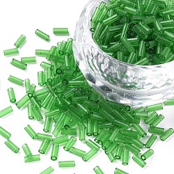 Transparente Glasstiftperlen, Rundloch, grün, 3~8x2 mm, Bohrung: 0.7 mm, ungefähr 450g / Pfund