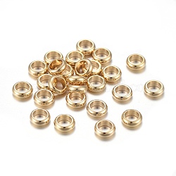 Intercalaire perles en 201 acier inoxydable, rondelle, or, 6x2mm, Trou: 4mm