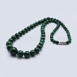 Collane di perline con gradazione naturale in malachite, con chiusure in ottone, verde mare, 18.9 pollici (48 cm)