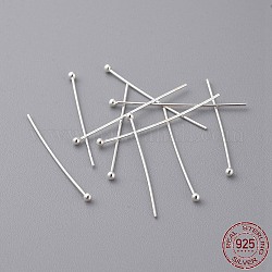 925 Sterling Silver Ball Head Pins, Silver, 25x0.5mm