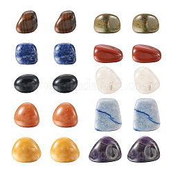 Yilisi 20 pz 10 perline di pietre preziose naturali miste in stile, Senza Buco, pepite, pietra burrattata, 22~30x19~26x18~22mm, 2pcs / style