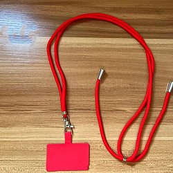 Adjustable Polyester Phone Lanyards for Around The Neck, Crossbody Patch Phone Lanyard, with Plastic & Alloy Holder, Red, 6.5x4cm