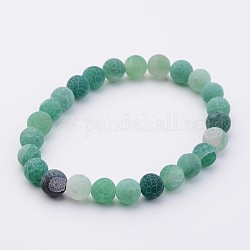 Bracelets de perles stretch en agate naturelle patinée, verte, 2 pouce (50 mm)