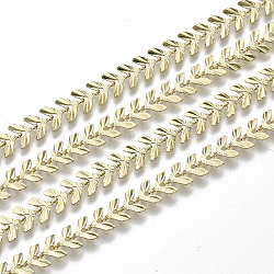 Brass Cobs Chain, Long-Lasting Plated, Soldered, Textured, Light Gold, Link: 6.5x6.5x0.6mm