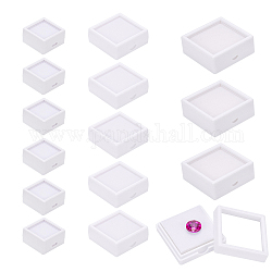 Benecreat® 24pcs joyero de acrílico y plástico, con la esponja, cuadrado, blanco, 2.95~5.05x2.95~5.05x1.5~2 cm