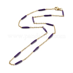 Collar de cadena con eslabones de barra de esmalte, con chapado de iones (ip) 304 cadenas de bordillo de acero inoxidable para mujeres, dorado, añil, 17.72 pulgada (45 cm)