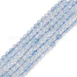 Brins de perles d'aigue-marine naturelle de grade A, facette, ronde, 2mm, Trou: 0.3mm, Environ 181 pcs/chapelet, 15.24~15.47 pouce (38.7~39.3 cm)