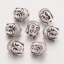 Tibetan Style Zinc Alloy Beads, Buddha, Antique Silver, 10.5x9x8mm, Hole: 2mm, about 400pcs/1000g