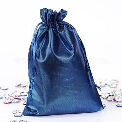Bolsas de tela rectángulo, con cordón, azul oscuro, 17.5x13 cm