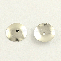 Tapas de abalorios de hierro, Sin cadmio y níque y plomo, disco, Platino, 4x1mm, agujero: 1 mm