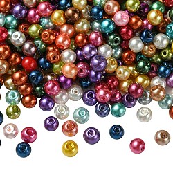 Abalorios de abalorios redondas de abalorios de vidrio perlado pintado para hornear, color mezclado, 4~5mm, agujero: 1 mm, aproximamente 582 unidades / 50 g