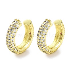 Brass Micro Pave Cubic Zirconia Cuff Earrings for Women, Real 18K Gold Plated, 14x15x4mm