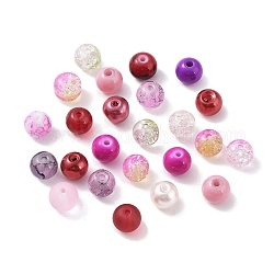Perle di vetro, tondo, stile misto, roso, 8~8.5x7.5mm, Foro: 0.8 mm, 300pcs/scatola