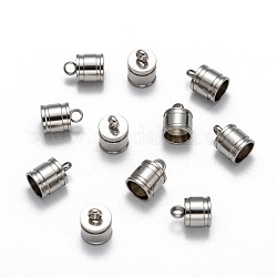 304 Stainless Steel Cord Ends, Stainless Steel Color, 11x7mm, Hole: 3mm, Inner Diameter: 6mm
