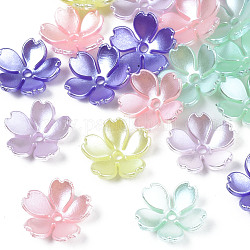 Pintura en aerosol plástico abs perlas de imitación, flor, color mezclado, 14x15x4mm, agujero: 1.5 mm