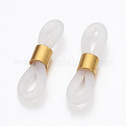 Eyeglass Holders, Glasses Rubber Loop Ends, with Brass Findings, Golden, 20x6mm, Hole: 2x3mm