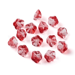 Perles en verre electroplate, fleur de trompette, rouge, 8.5x8x5.5mm, Trou: 1mm