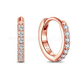 Серьги-кольца Shegrace 925 из стерлингового серебра, гипоаллергенные серьги, с ааа класс фианитами, кольцо, розовое золото , 12x2 мм