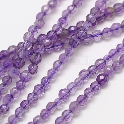 Grade AA Natural Amethyst Beads Strands, Faceted Round, 2mm, Hole: 0.8mm, about 190pcs/strand, 16 inch