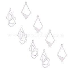 Unicraftale 201 Stainless Steel Pendants, Origami, Rhombus, Stainless Steel Color, 8pcs/box