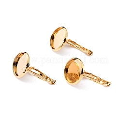 304 Stainless Steel Leverback Earring Settings, Flat Round, Golden, Tray: 8mm, 18x10x11mm, Pin: 0.7mm