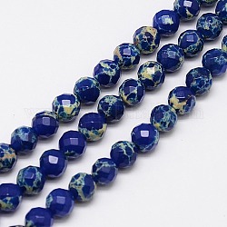 Synthetic Imperial Jasper Beads Strands, Dyed, Faceted Round, Dark Blue, 6mm, Hole: 1mm, about 67pcs/strand, 15.7 inch