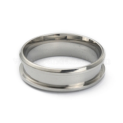 201 bague de réglage rainurée en acier inoxydable, anneau de noyau vierge, pour la fabrication de bijoux en marqueterie, couleur inoxydable, nous taille 14 (23 mm)