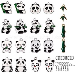 Kits de fabrication de boucles d'oreilles panda bricolage, y compris pendentif en alliage d'émail, boucles d'oreilles en fer et anneaux de saut, couleur mixte, 68 pcs / boîte