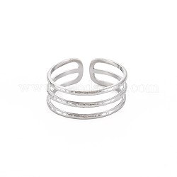 304 anello per polsino aperto da donna a tripla linea in acciaio inossidabile, colore acciaio inossidabile, misura degli stati uniti 9 1/4 (19.1mm)