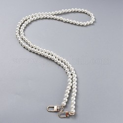 Cinghie della catena della borsa, con perle finte in plastica abs e fermagli girevoli in lega di zinco oro chiaro, per accessori per la sostituzione della borsa, bianco, 110.2cm