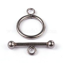 304 Edelstahl-Ring-Schalter Spangen, Edelstahl Farbe, Ring: 21x16x2 mm, Bar: 25x8x4 mm, Bohrung: 3 mm
