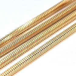 Revestimiento de iones hecho a mano (ip) 304 cadenas de serpiente cuadradas de acero inoxidable, soldada, con carrete, dorado, 1.5x1.5mm, aproximadamente 32.8 pie (10 m) / rollo