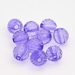 Perles rondes en acrylique transparent à facettes, lilas, 8mm, Trou: 1.5mm, environ 1900 pcs/500 g